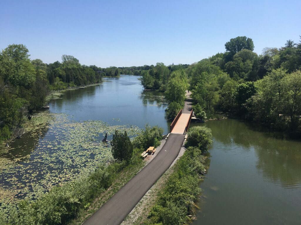 Brantford Grand River Trail seen from above.