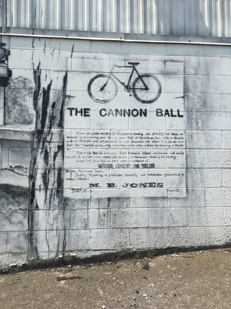 The "Cannon Ball" bicycle mural in Thorold, Ontario.
