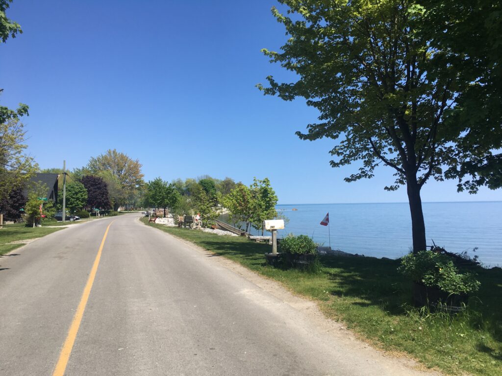 Road along the Lake Erie coast in Southern Ontario.