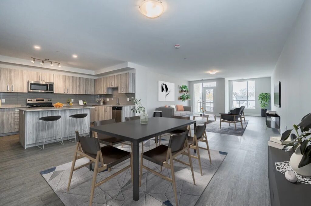 An interior photo of a showroom unit at the Royal Flats apartment building in Guelph Ontario